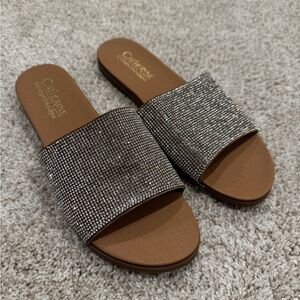 Catherine Malandrino Rhinestone Slide Sandals SZ 8 1/2